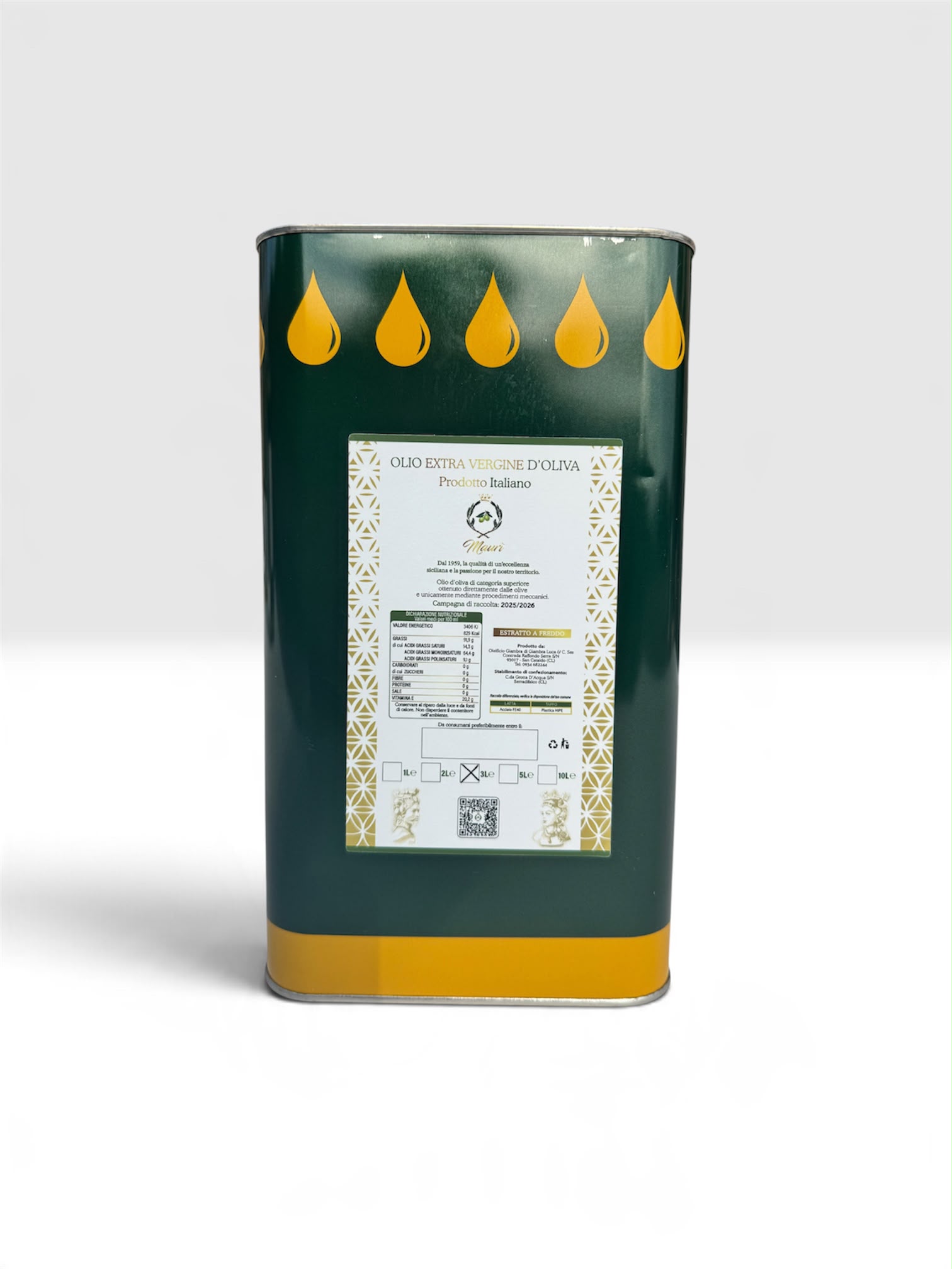 " Maurì " - Olio Extra Vergine D’Oliva – Latta 3 LT | 2026 / 2027